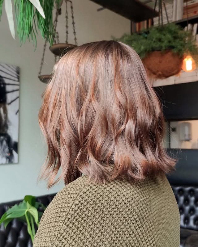 15. Muted Rose Brown Wavy Bob with Soft Layers - Wavy Bob Hair
