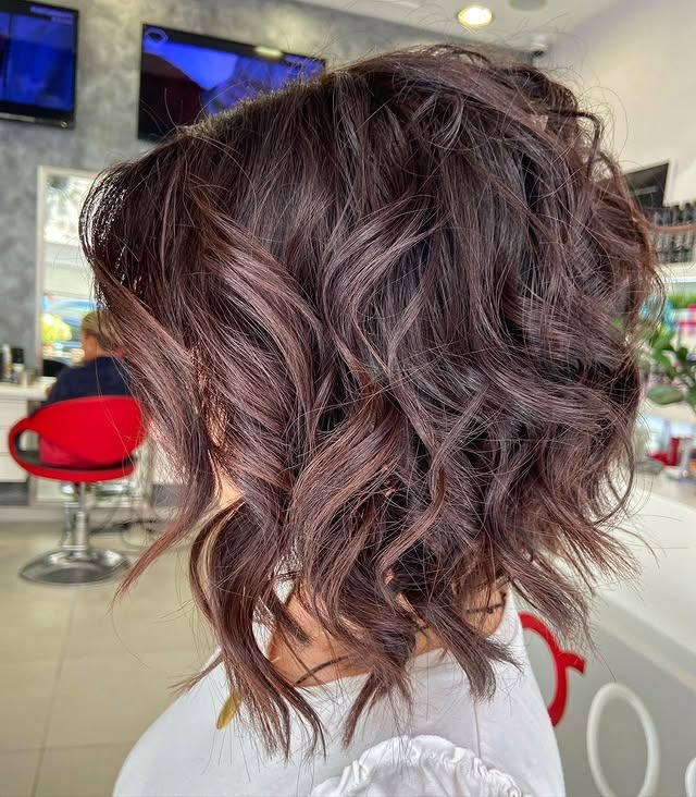 18. Deep Plum Wavy Bob with Soft Texture - Wavy Bob Hair