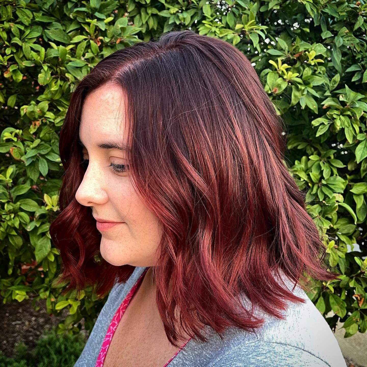20. Cherry Red Wavy Bob with Natural Shine - Wavy Bob Hair