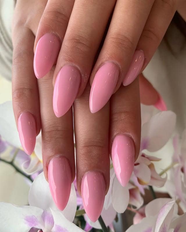 1. Soft Blush Almond Gloss - pink summer nail ideas