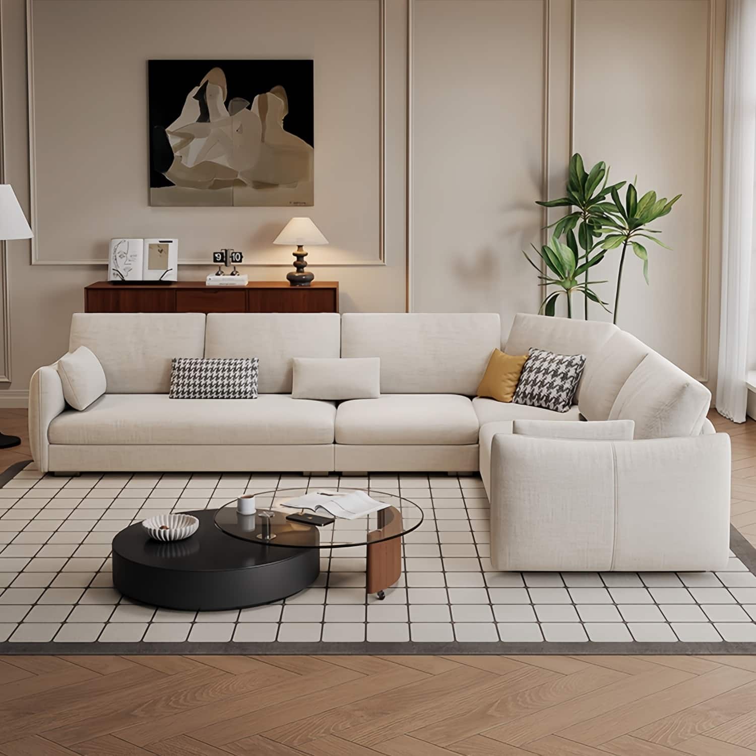 17. Classic Modern Living Room with Beige and Soft Brown - beige couch living room ideas