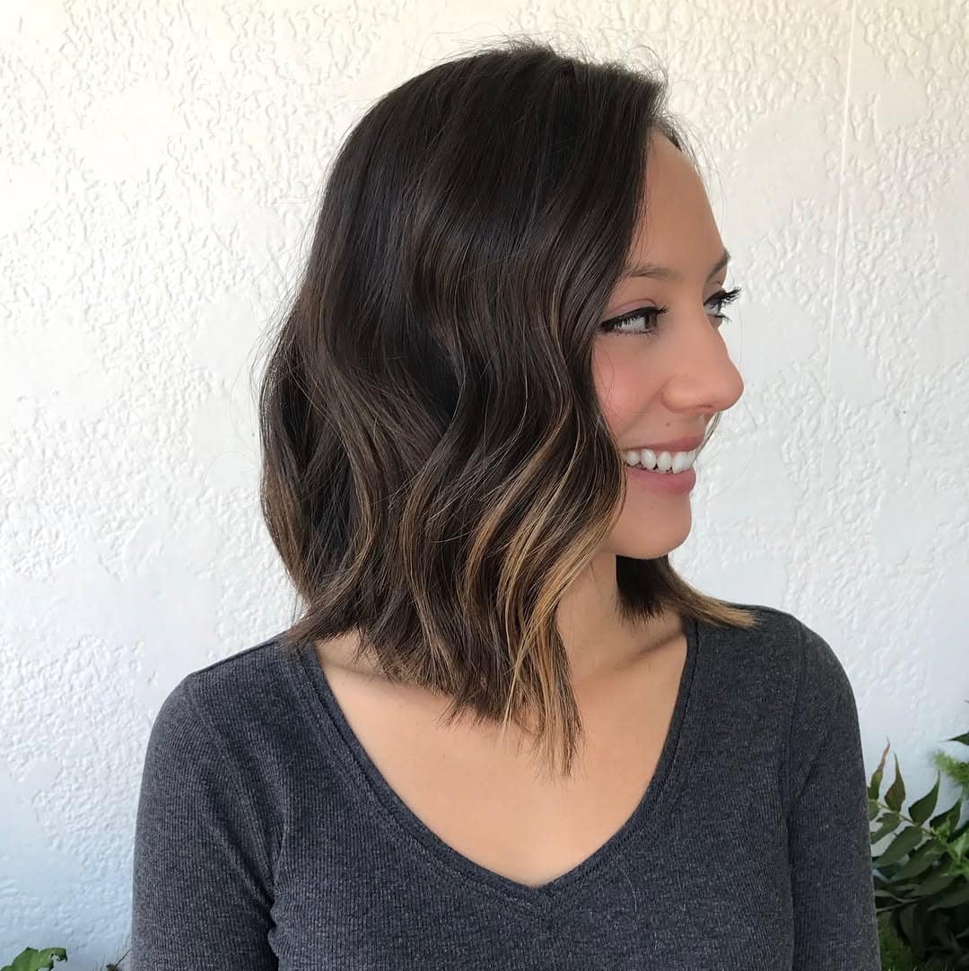 2. Soft Asymmetrical Bob with Dimensional Brunette Balayage - Asymmetrical Hairstyles