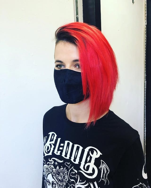 9. Bold Asymmetrical Undercut with Vivid Red - Asymmetrical Hairstyles