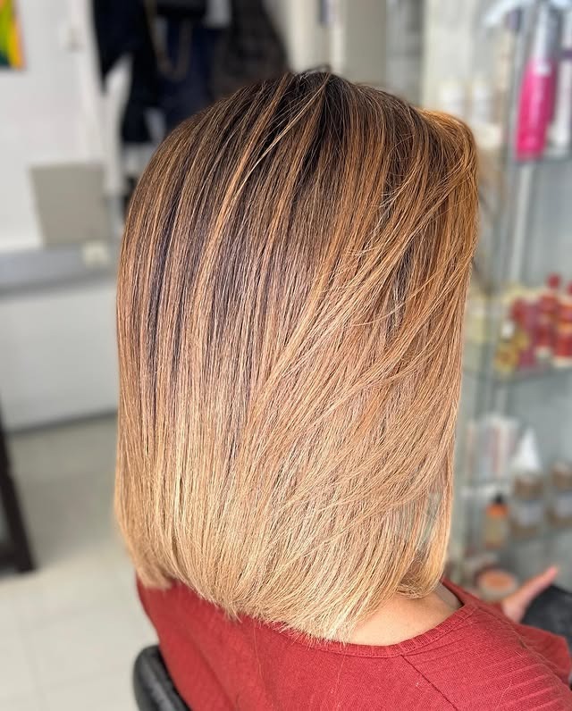 8. Warm Brown to Golden Blonde Ombre Bob - Ombre Hair Color