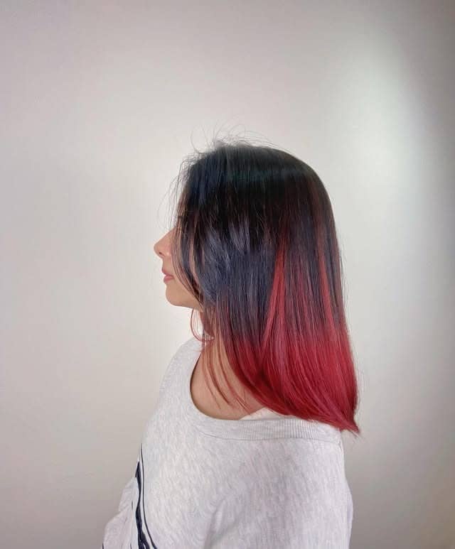 9. Dark Base to Cherry Red Ombre Ends - Ombre Hair Color