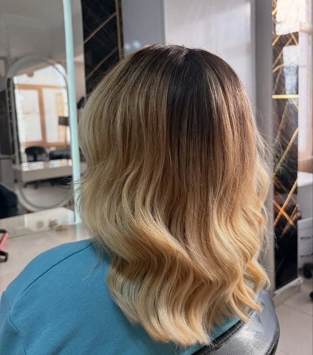 14. Brunette to Golden Blonde Ombre Waves - Ombre Hair Color