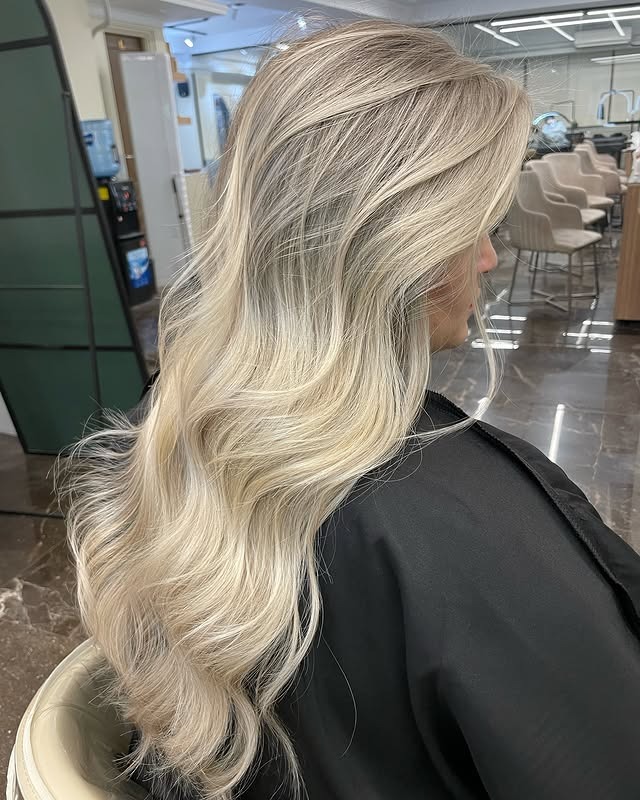 17. Cool Blonde Ombre with Feathered Waves - Ombre Hair Color