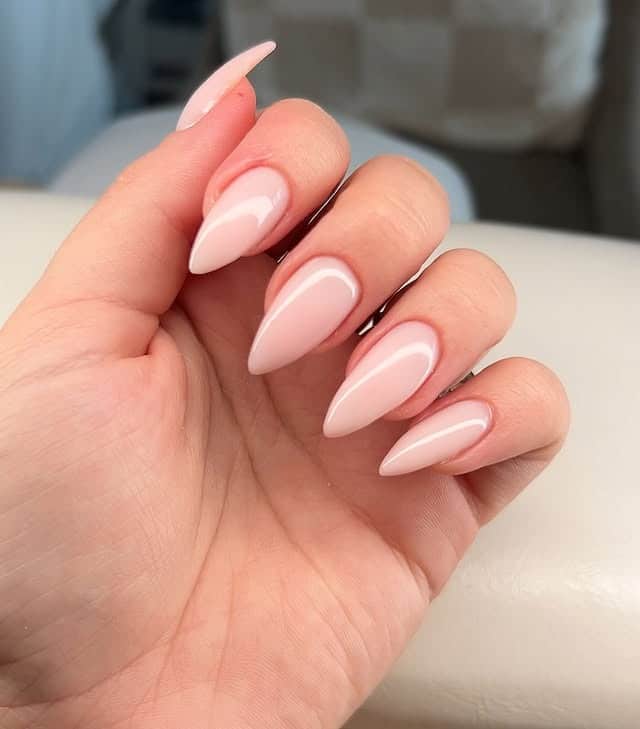 2. Soft Blush Almond Nails - plain nail ideas