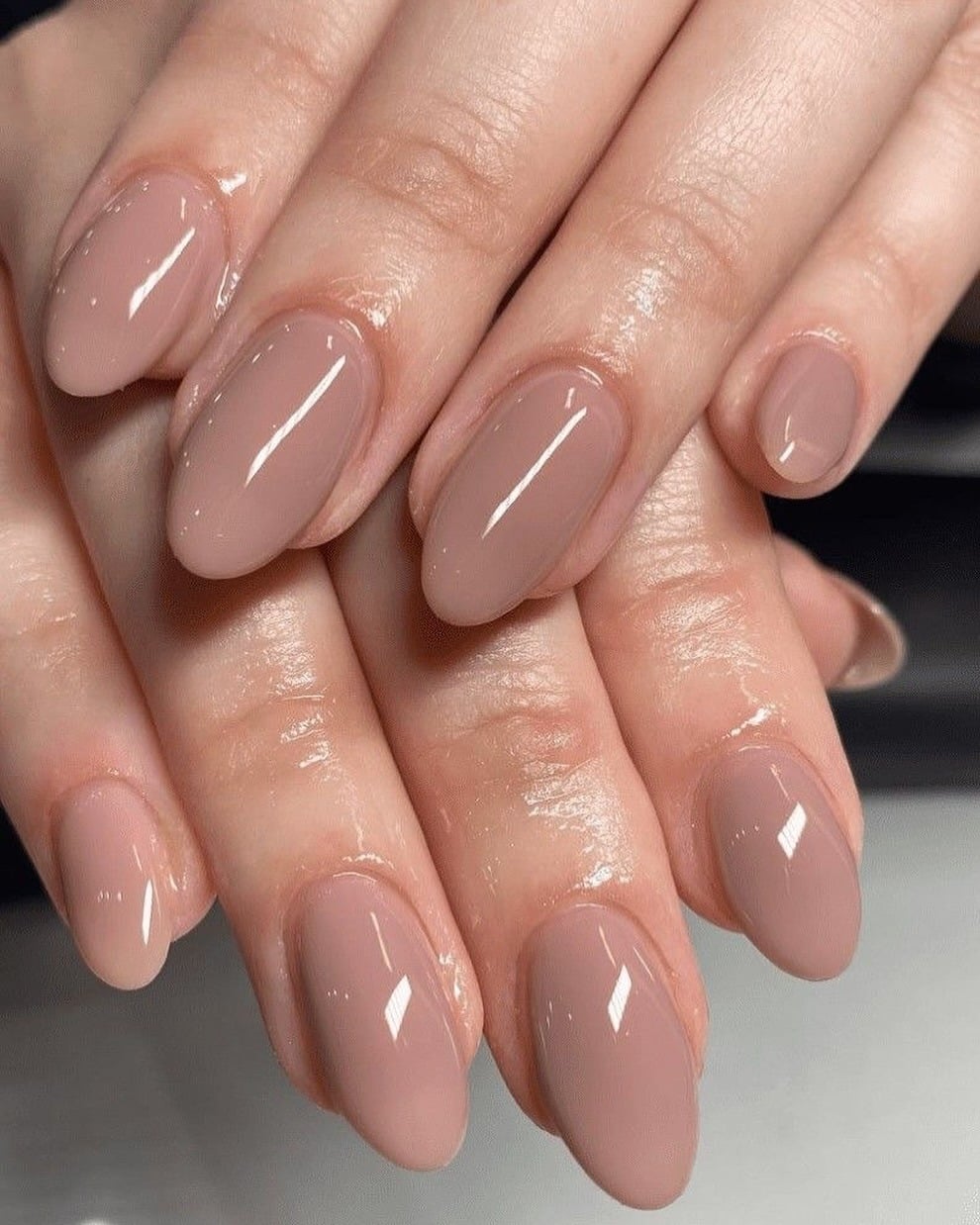 22. Nude Beige Almond Nails - plain nail ideas