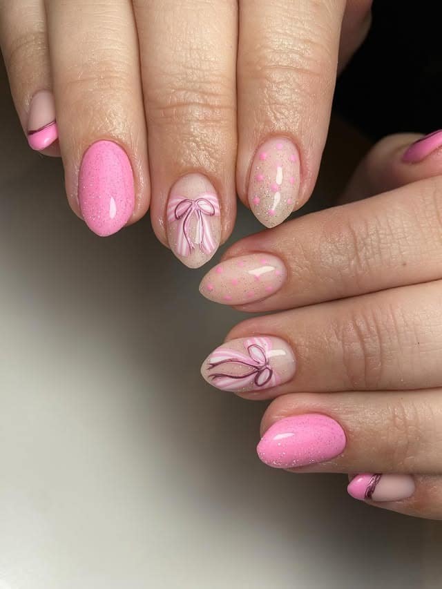 10. Sheer Pink Nails with Subtle French Detail - pretty pink nail ideas