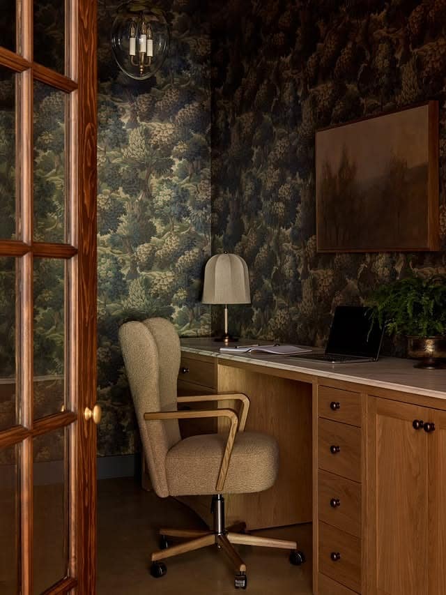 1. Woodland Heritage Study in Deep Green and Oak - old money office ideas