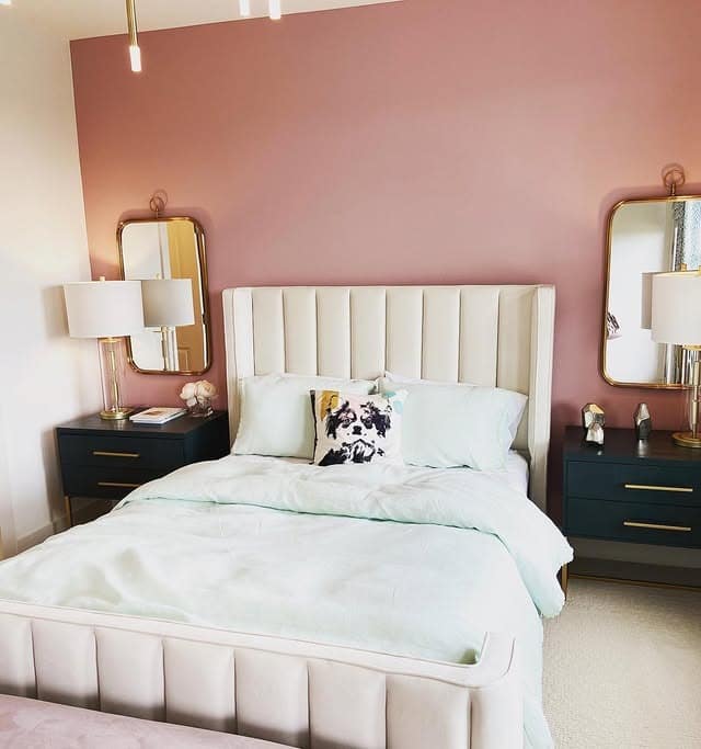 3. Modern Light Pink with Clean Symmetry - light pink bedroom ideas