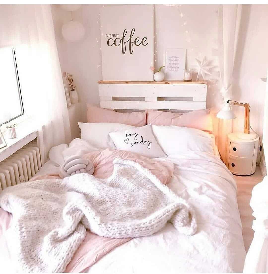 10. Cozy Blush Retreat with Soft Layers - light pink bedroom ideas
