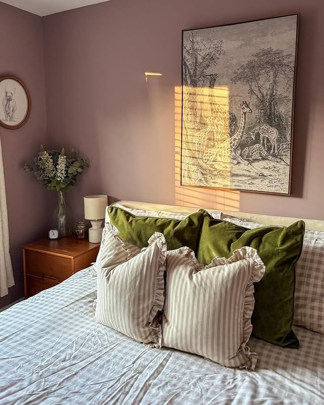 19. Dusty Pink with Earthy Accents - light pink bedroom ideas