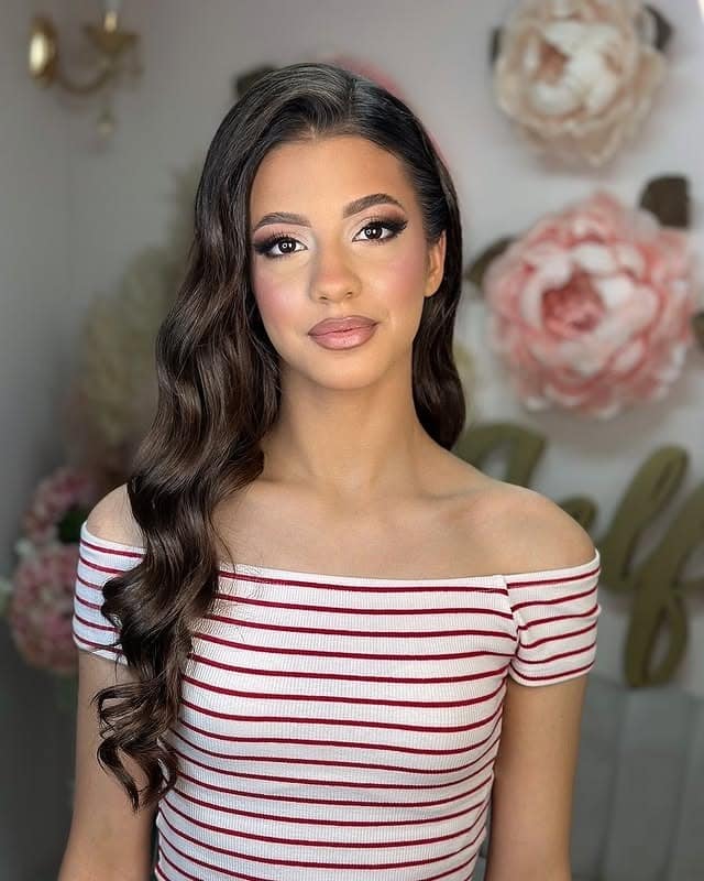 14. Side-Parted Glam Waves in Deep Mocha Brown - Prom Hairstyles