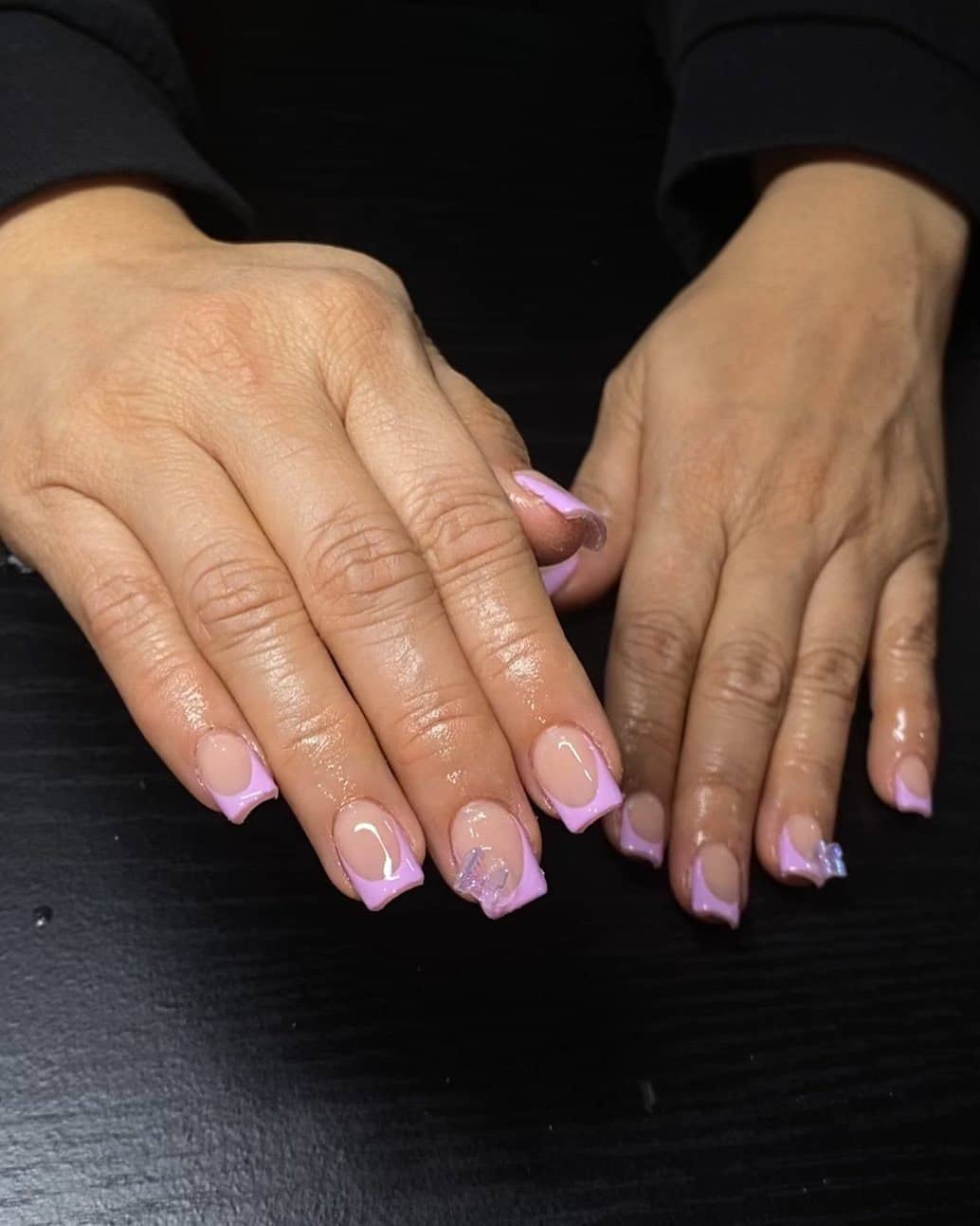 2. Classic Lilac French Tips with Gloss Finish - purple french tip nail ideas