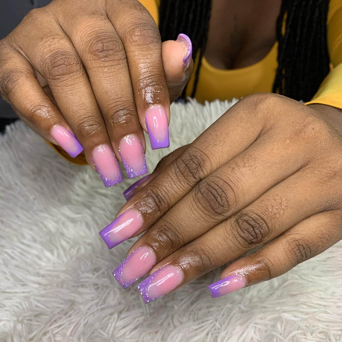 4. Pink and Purple Gradient French Tips - purple french tip nail ideas
