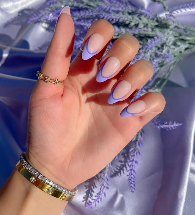 16. Soft Lavender Outline French Tips - purple french tip nail ideas