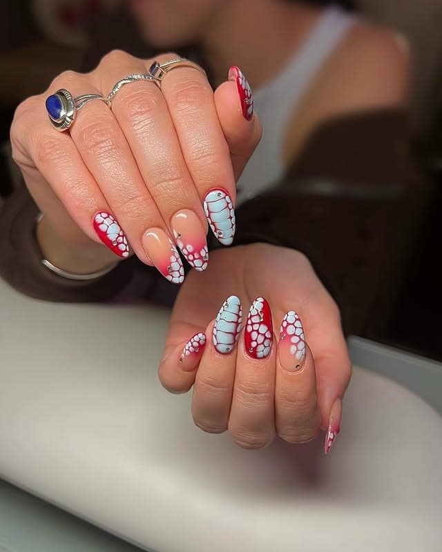 19. Blush French Palm Almond Nails - palm tree nail ideas