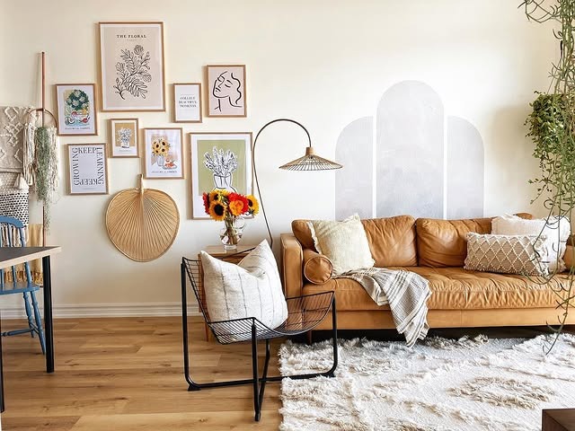 6. Natural Textures Gallery with Earthy Neutrals - gallery wall living room ideas