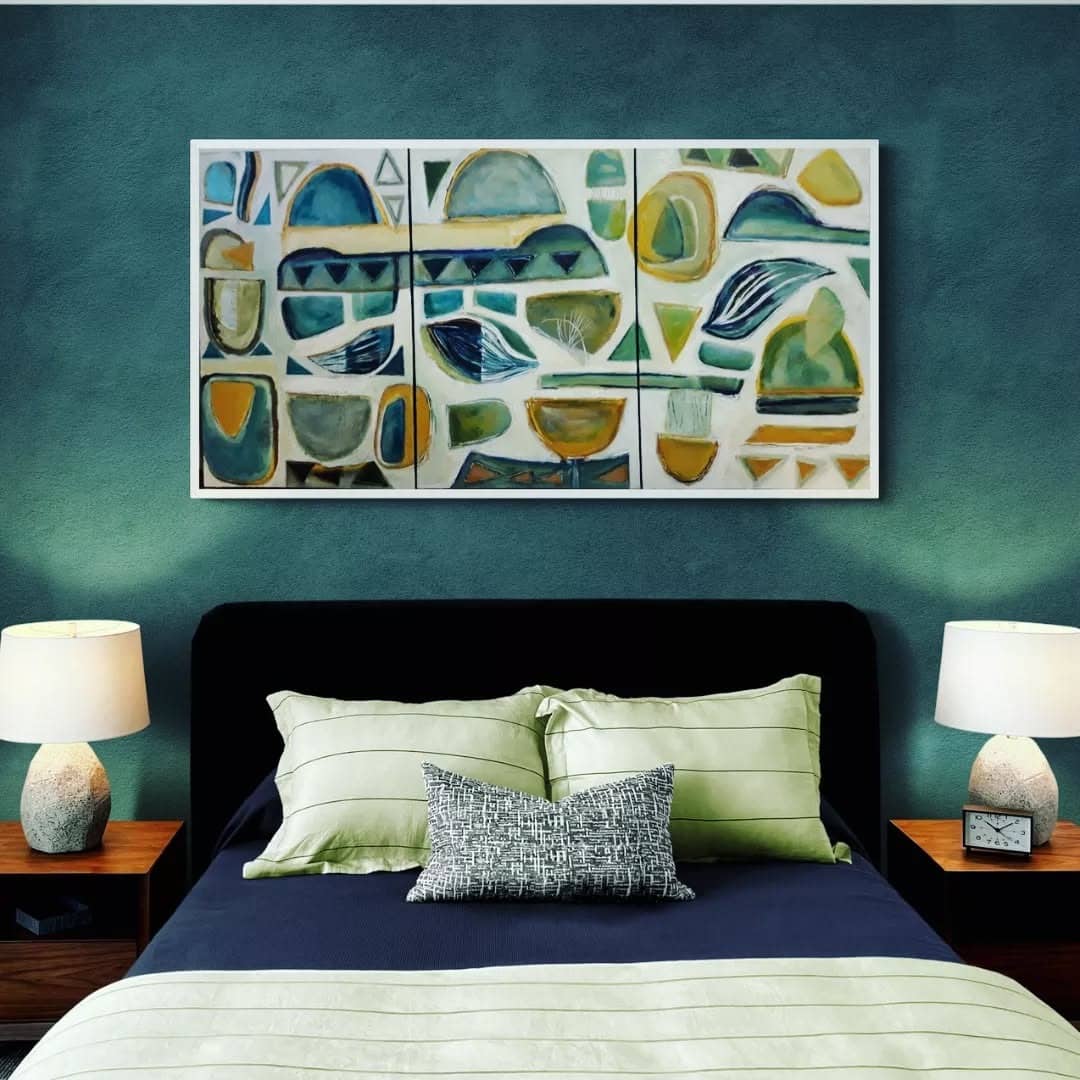 13. Deep Blue Walls with Subtle Green Accents - blue and green bedroom ideas