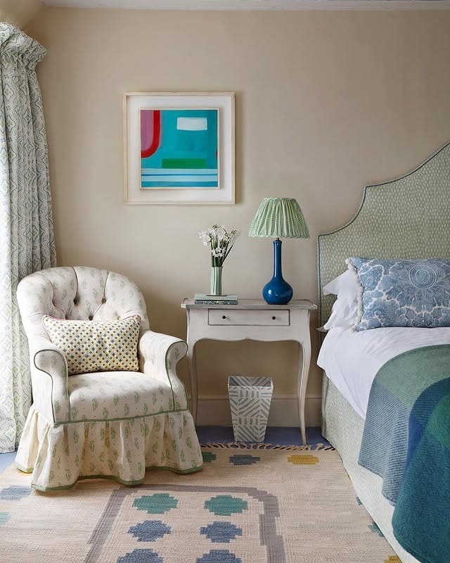 16. Soft Neutral Bedroom with Blue and Green Accents - blue and green bedroom ideas