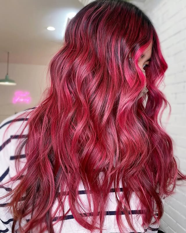 5. Classic Magenta Waves with Dimensional Shine - Magenta Hair Color