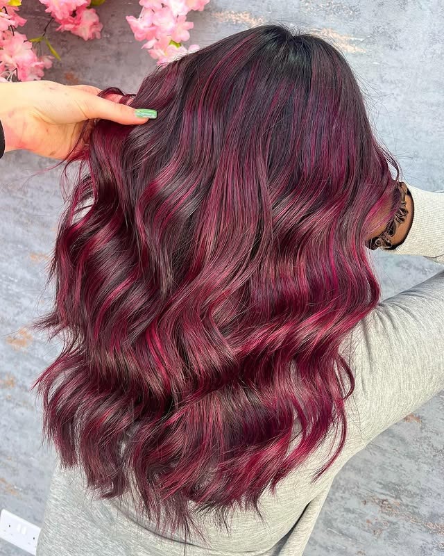 12. Mulberry Magenta Waves with Natural Depth - Magenta Hair Color