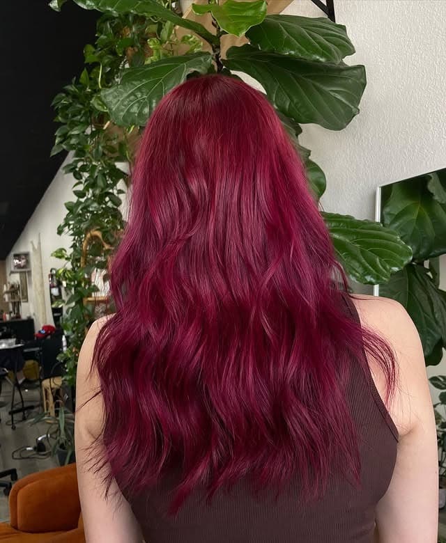 21. Rich Wine Magenta Long Waves - Magenta Hair Color