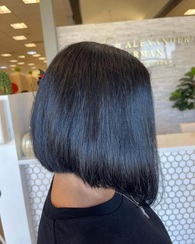 8. Classic Black Precision A-Line Bob - A-Line Bob Haircut