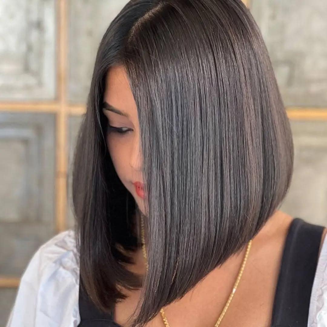 21. Polished Charcoal A-Line Bob - A-Line Bob Haircut