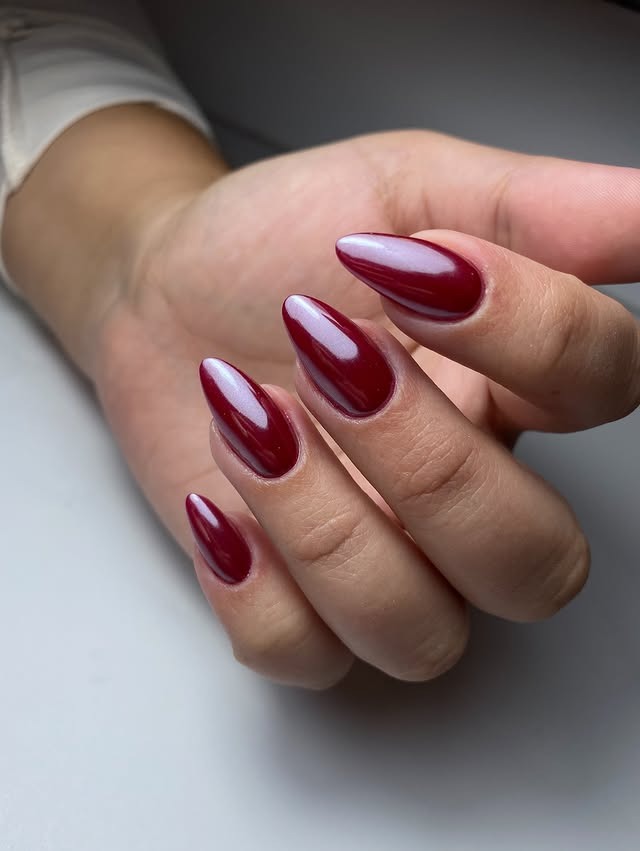 19. Blush French Palm Almond Nails - palm tree nail ideas