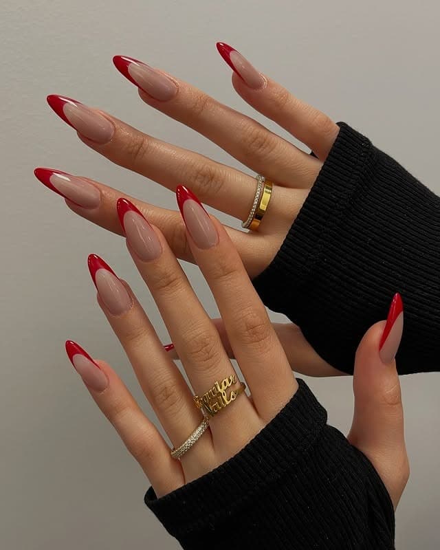 19. Blush French Palm Almond Nails - palm tree nail ideas