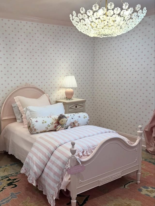 5. Vintage-Inspired Pink Bedroom with Soft Gray Details - pink and gray bedroom ideas