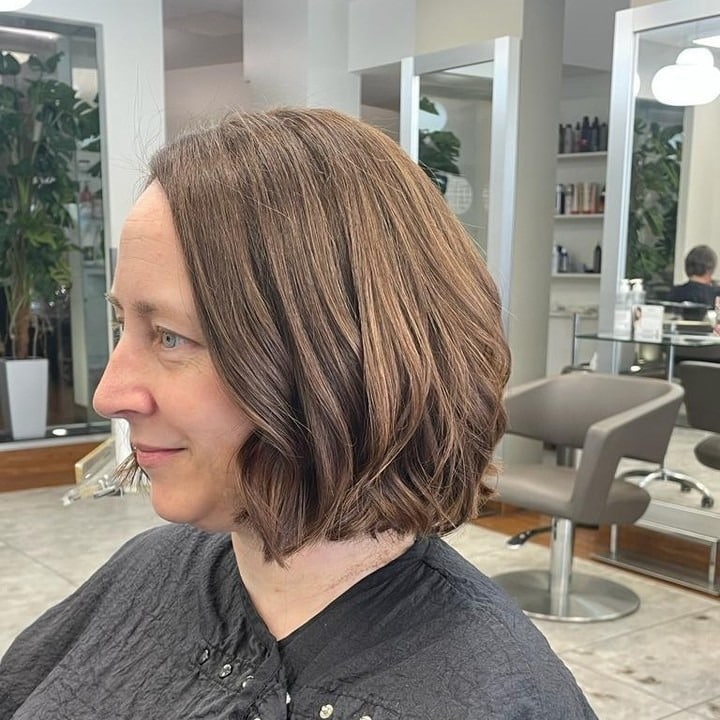 3. Textured Chestnut Wavy Bob - Bouncy Bob Hair