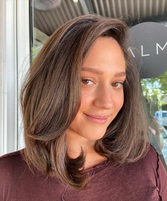 5. Natural Ash Brown Blowout Bob - Bouncy Bob Hair