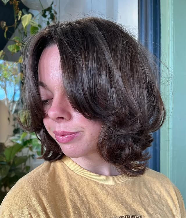 7. Tousled Brunette Curl Bob - Bouncy Bob Hair