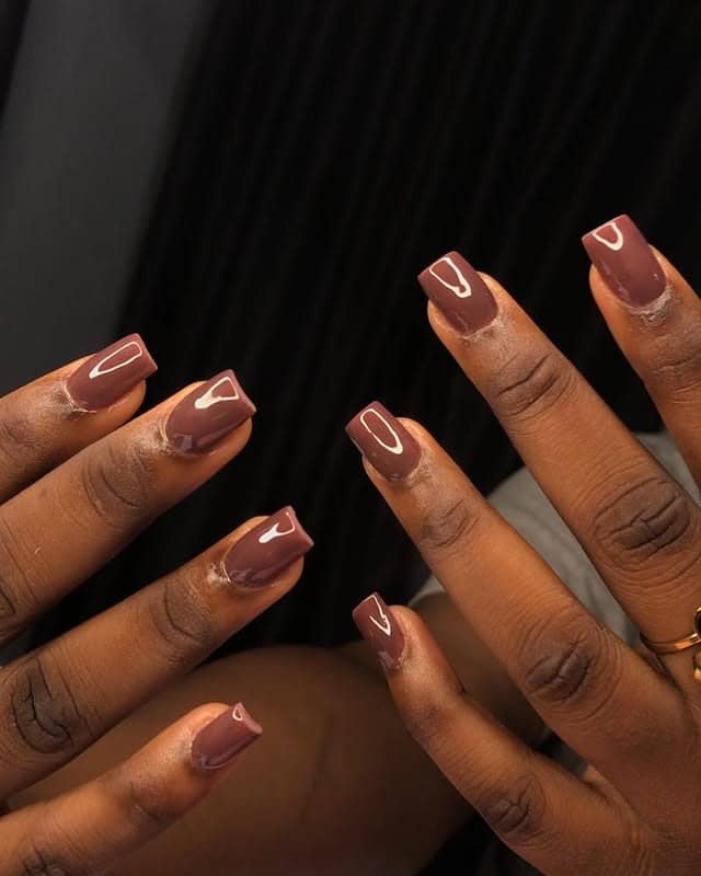 19. Cocoa Square Short Nails - short brown nail ideas