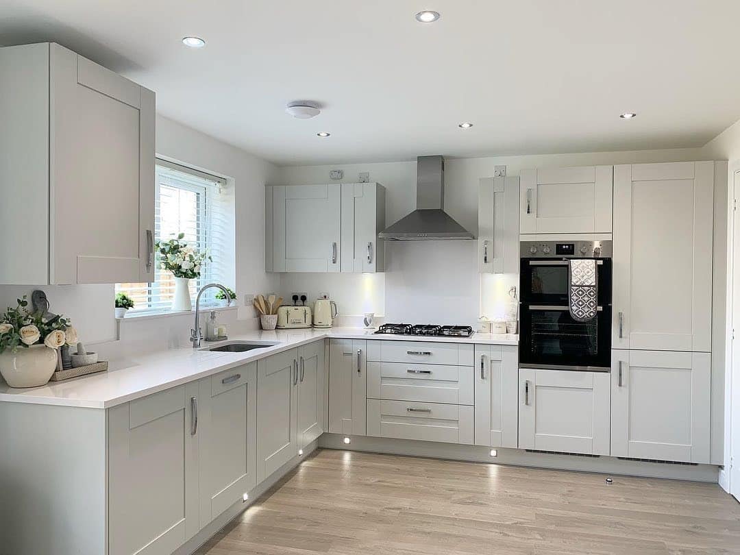 7. Light Gray Cabinets with a Bright Minimal Look - kitchen cabinet color ideas