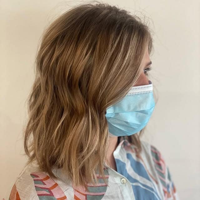 9. Dimensional Shoulder Lob in Cool Platinum Blonde - Shoulder Length Hair