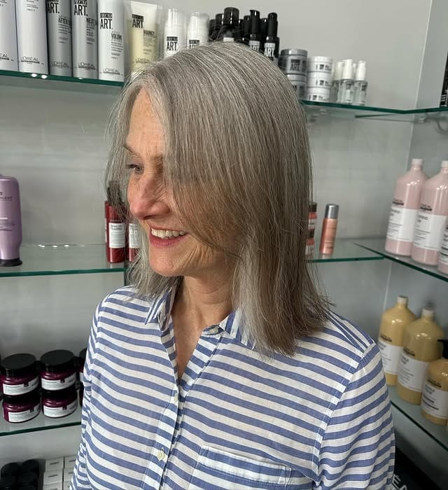 17. Modern Shoulder Blowout in Soft Neutral Brown - Shoulder Length Hair