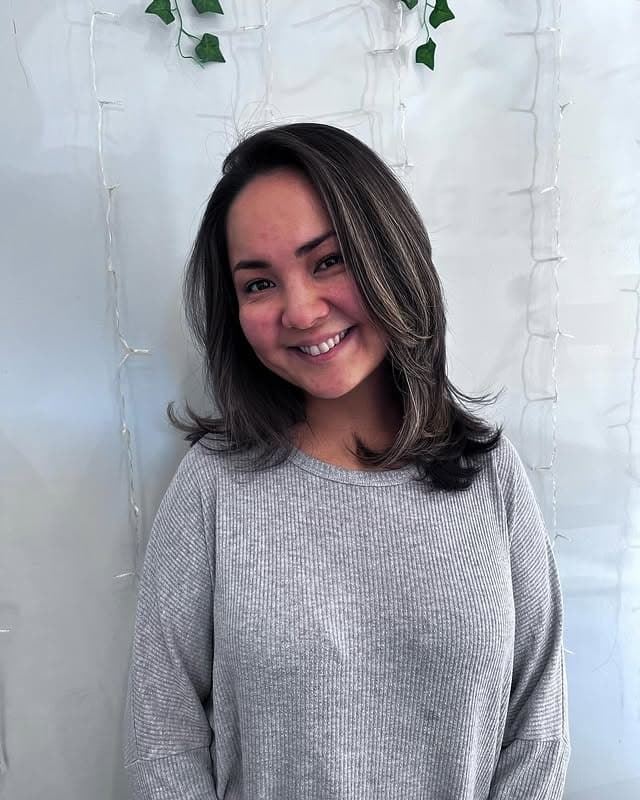 18. Silver Shoulder Layers with Natural Texture - Shoulder Length Hair