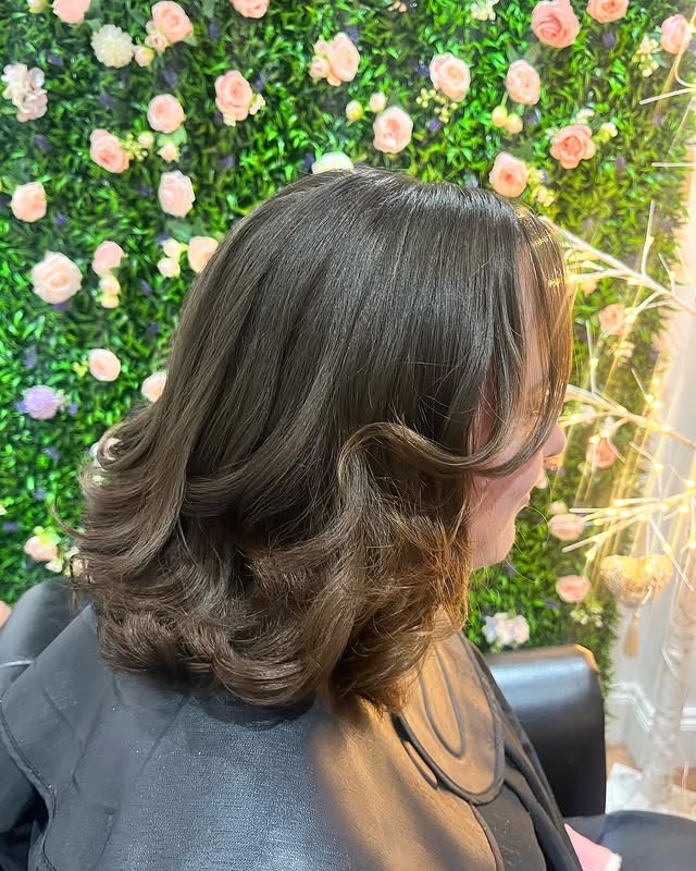 21. Soft Curled Shoulder Cut in Deep Natural Brown - Shoulder Length Hair