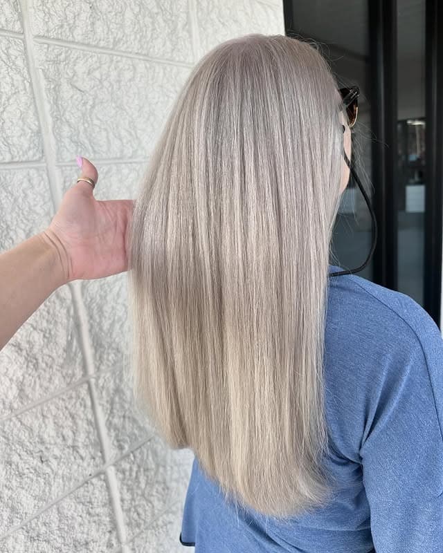 8. Icy Silver Straight Cut with Fine Texture - Gray Hair Color