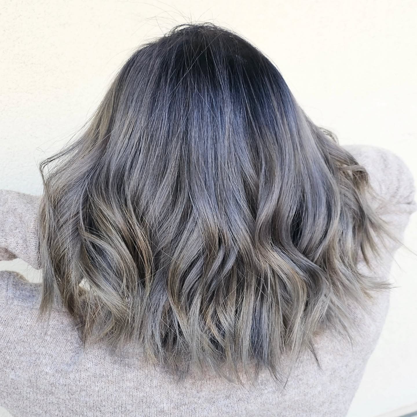 11. Smoky Gray Waves with Shadow Root - Gray Hair Color