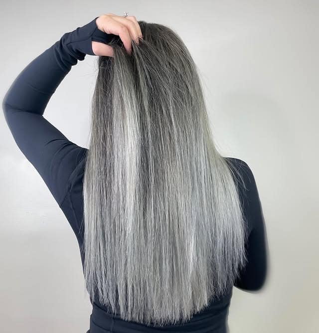 19. Cool Gray Gradient with Straight Styling - Gray Hair Color