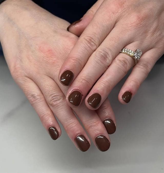 10. Chocolate Brown Natural Nails - simple brown nail ideas