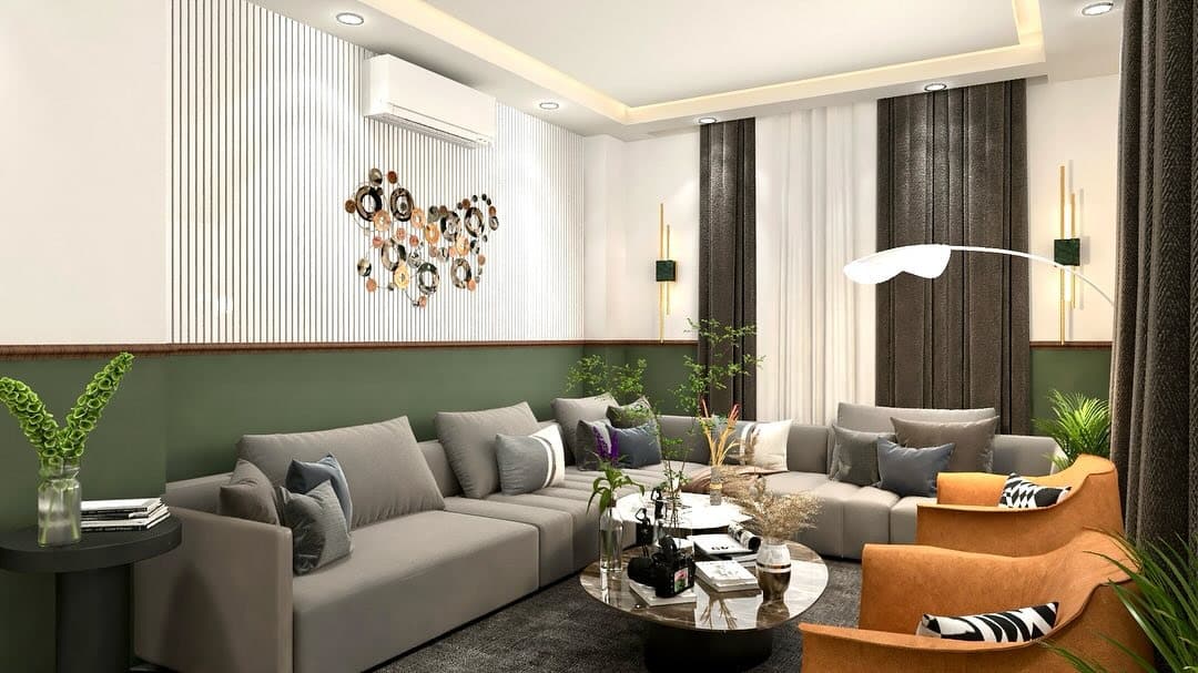 6. Contemporary Sage Lounge - sage green living room ideas