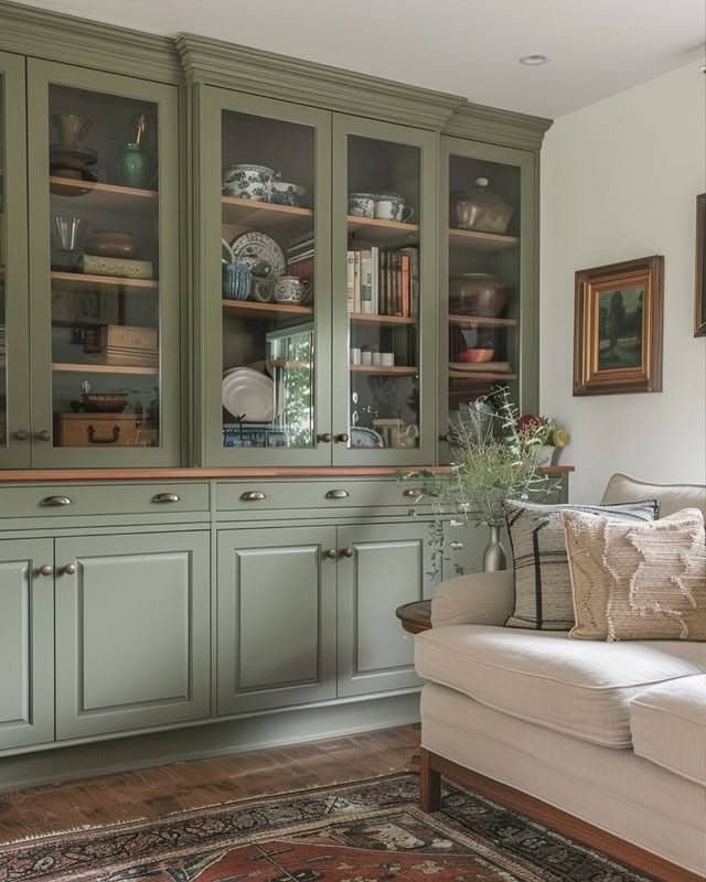 8. Sage Green Storage Statement - sage green living room ideas
