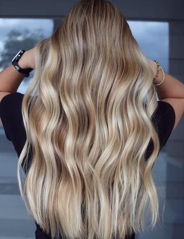 15. Warm Blonde Waves with Lived-In Root - Blonde Hair Color